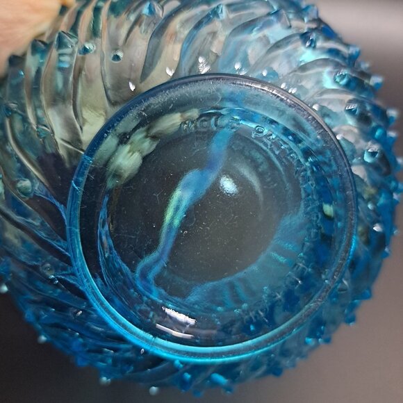 Jefferson Glass Blue Opalescent Uranium Glass May Basket Twisted Handle Vintage - Picture 13 of 14